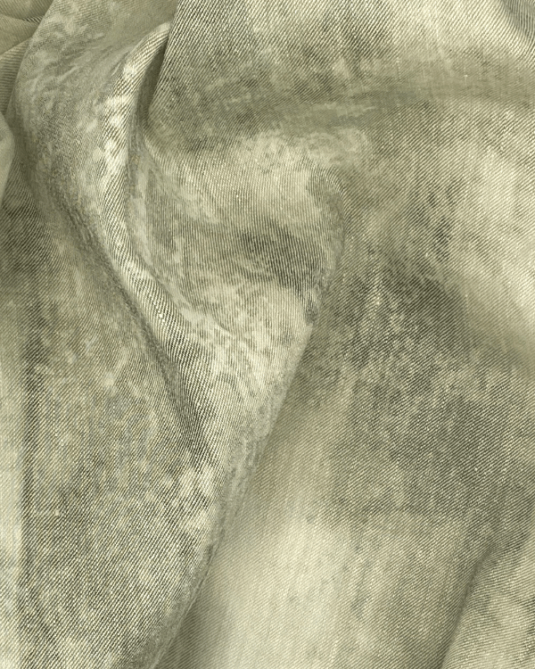 Tonal Green Tie Dye Print Fabric | Woven Linen Stretch