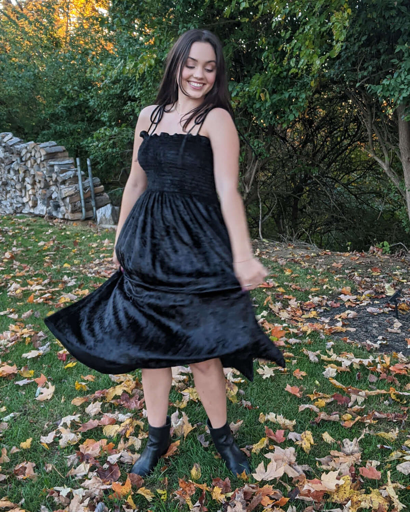 Black Crushed Velvet Dakota Dress