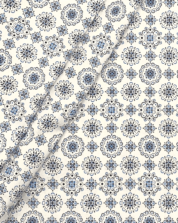 White Blue Bandana Fabric | Cotton Print