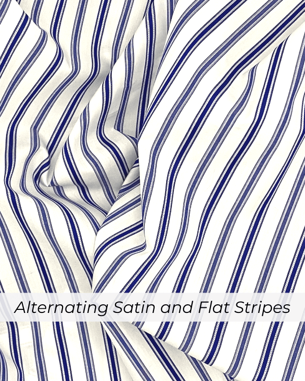 Woven Blue White Ticking Stripe Fabric | Premium Cotton