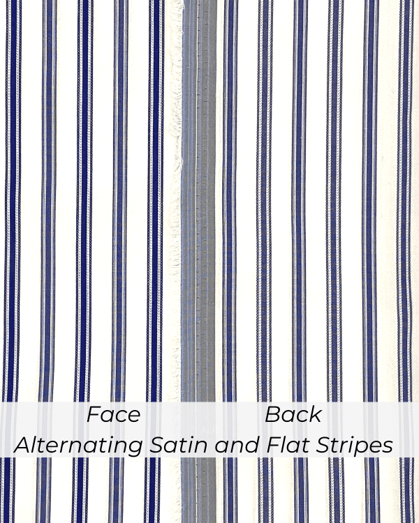 Designer Woven Navy Blue White Ticking top Stripe Upholstery Drapery Fabric WHS321