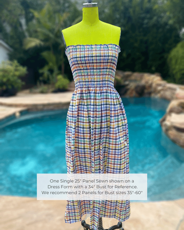Smocked Shirred Fabric and Straps | Blue Pindot